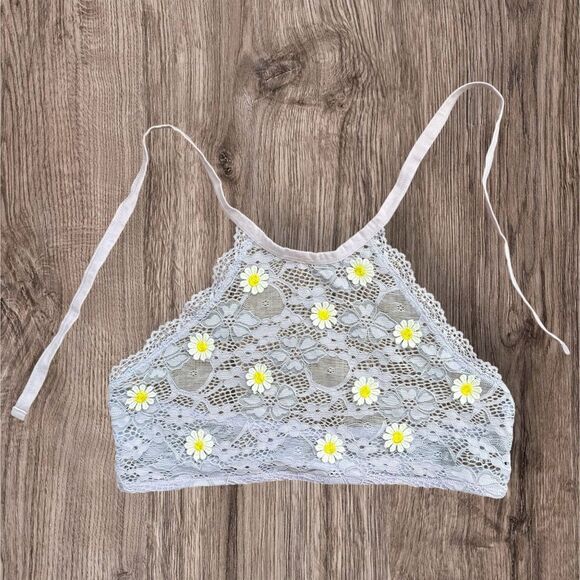 Hot Topic Lilac Purple Lace Bralette with Yellow Floral Daisy Accents Size SM - Picture 1 of 5